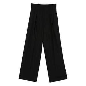 SEMICOUTURE Women's Wide-Leg Pleated Trousers Women BLACK Pants